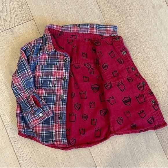 Gymboree Plaid Reversible Flannel 6-12 Months - Picture 3 of 6